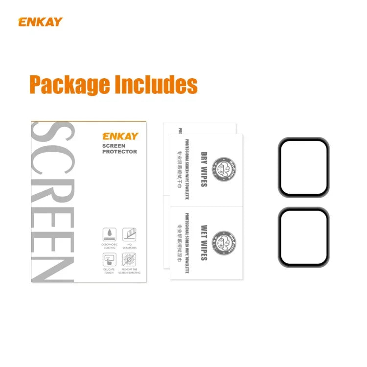 2枚セット ENKAY Hat-Prince 0.2mm 9H硬度 3D耐衝撃 アルミ合金エッジ 全面強化ガラススクリーンフィルム、Apple Watch 6/5/4/SE 40mm用