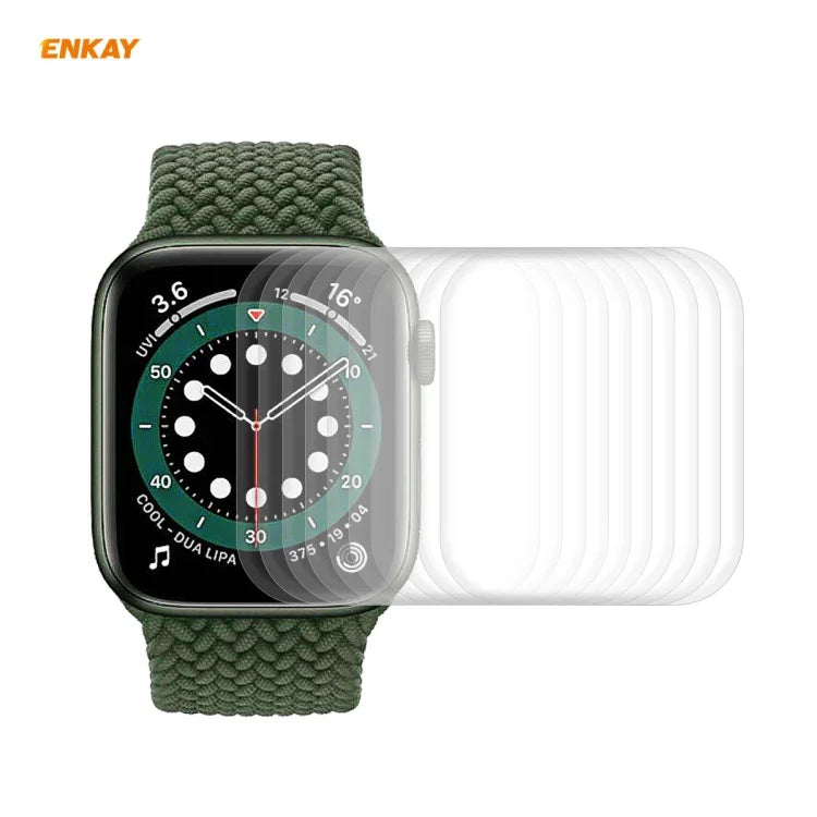 10枚セット Apple Watch Series 6/5/4/SE 44mm用 ENKAY Hat-Prince 3D フルスクリーン PET 曲面 ホットベンディング HD スクリーンプロテクターフィルム, Apple Watch Series 6/5/4/SE 44mm用