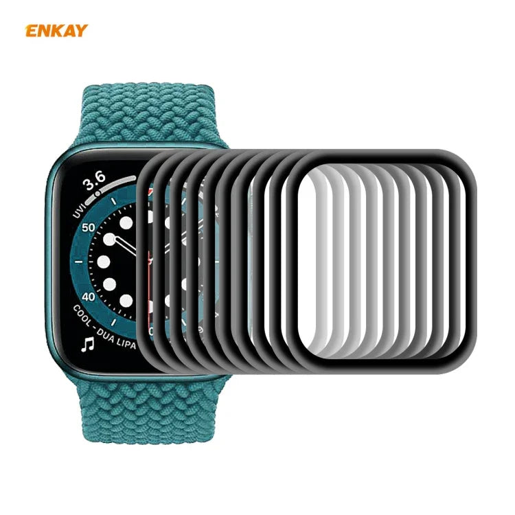 10枚セット ENKAY Hat-Prince 3D全面 ソフトPCエッジ + PMMA HDスクリーンプロテクターフィルム、Apple Watch 6/5/4/SE 44mm用、Apple Watch 6/5/4/SE 40mm用