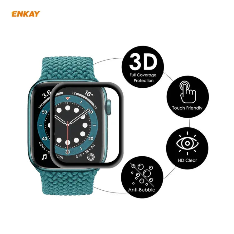 10枚セット ENKAY Hat-Prince 3D全面 ソフトPCエッジ + PMMA HDスクリーンプロテクターフィルム、Apple Watch 6/5/4/SE 44mm用、Apple Watch 6/5/4/SE 40mm用
