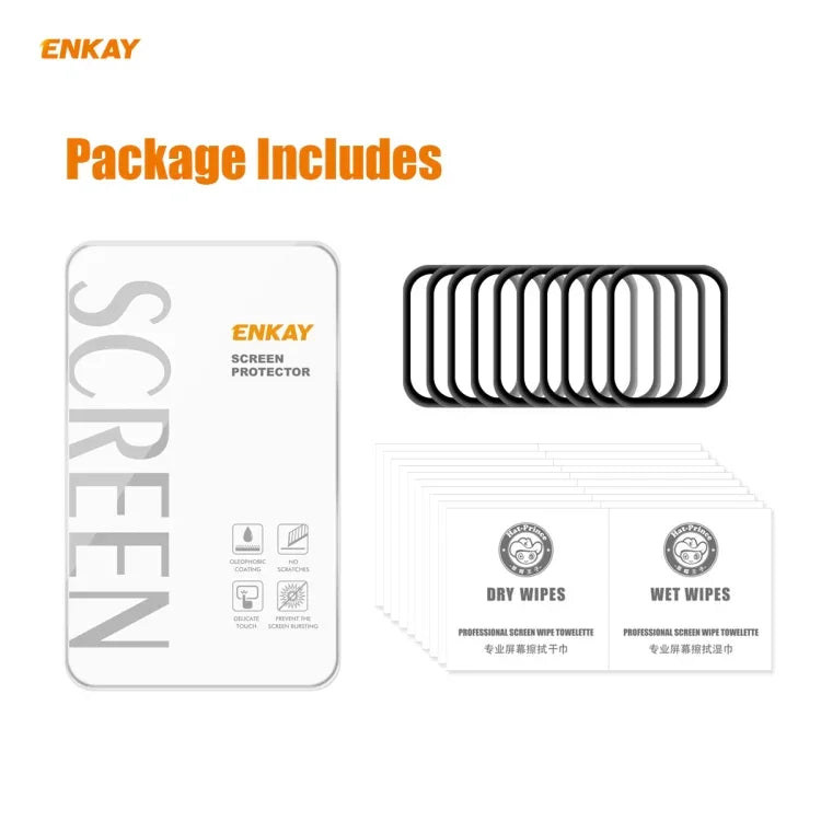 10枚セット ENKAY Hat-Prince 3D全面 ソフトPCエッジ + PMMA HDスクリーンプロテクターフィルム、Apple Watch 6/5/4/SE 44mm用、Apple Watch 6/5/4/SE 40mm用