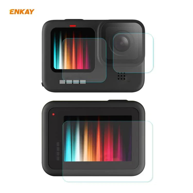 GoPro HERO9 ENKAY Hat-Prince 3-in-1 0.2mm 9H 2.15D 保護カメラレンズ＆スクリーン強化ガラスフィルム