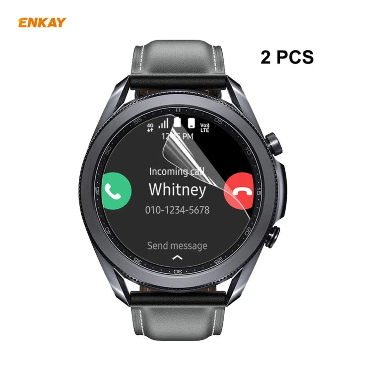 2枚セット ENKAY Hat-Prince クリアHD PETスクリーンプロテクターフィルム、Samsung Galaxy Watch3 45mm用、Samsung Galaxy Watch3 41mm用