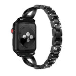 X字型ダイヤモンド装飾無垢ステンレススチールリストストラップウォッチバンド Apple Watch Series 3 & 2 & 1 38mm用