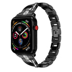 X字型ダイヤモンド装飾無垢ステンレススチールリストストラップウォッチバンド Apple Watch Series 3 & 2 & 1 42mm用