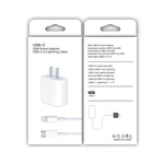 2-in-1 PD 20W シングルUSB-C / Type-Cポート トラベルチャージャー＋3A PD3.0 USB-C / Type-C to 8ピン高速充電データケーブルセット、ケーブル長：1m、USプラグ、20W 1m