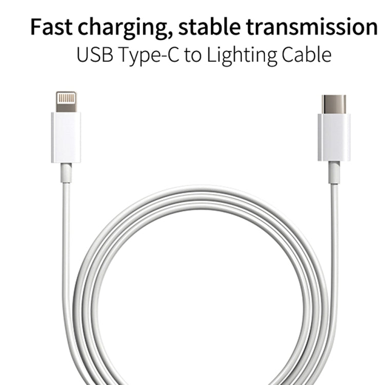 2-in-1 PD 20W シングルUSB-C / Type-Cポート トラベルチャージャー＋3A PD3.0 USB-C / Type-C to 8ピン高速充電データケーブルセット、ケーブル長：1m、USプラグ、20W 1m