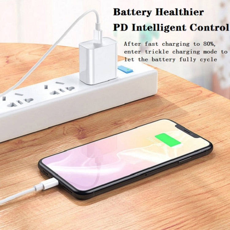 2-in-1 PD 20W シングルUSB-C / Type-Cポート トラベルチャージャー＋3A PD3.0 USB-C / Type-C to 8ピン高速充電データケーブルセット、ケーブル長：1m、USプラグ、20W 1m