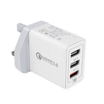 SDC-30W 30W QC 3.0 USB＋2.4A デュアルUSB 2.0ポート 携帯電話 タブレット PC用ユニバーサル急速充電器 トラベルチャージャー、UKプラグ、UKプラグ