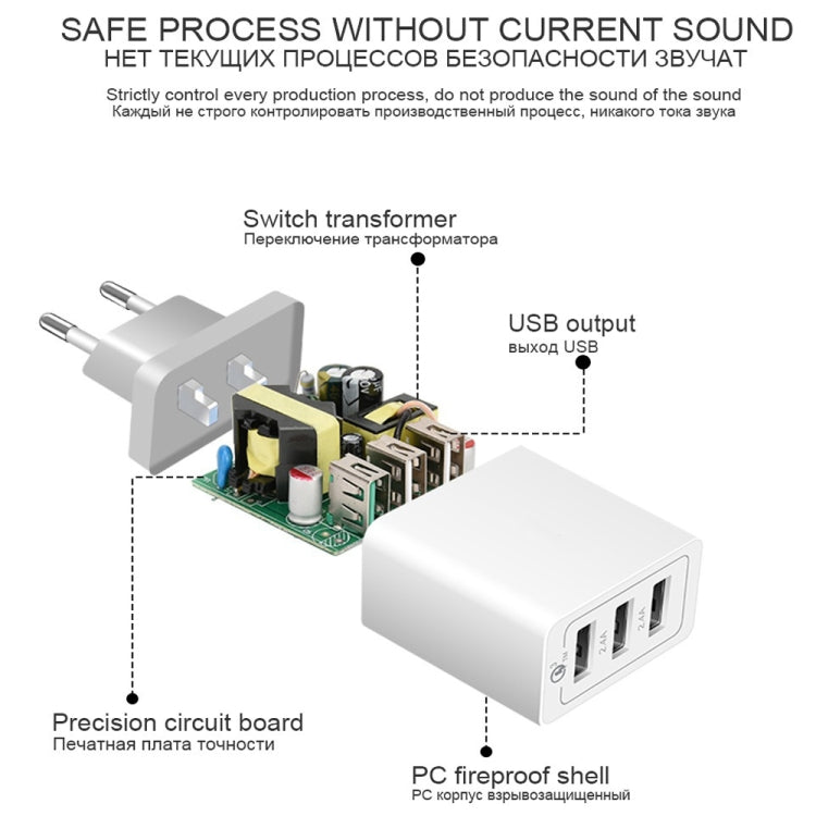SDC-30W 2-in-1 USB to Micro USB データケーブル + 30W QC 3.0 USB + 2.4A デュアル USB 2.0 ポート 携帯電話 タブレット PC 用 ユニバーサル急速充電器 トラベルチャージャーセット、EUプラグ、Micro USB ケーブル付き、EUプラグ