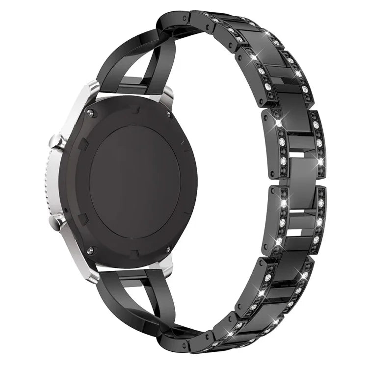 X字型 ダイヤモンド装飾 ソリッドステンレススチール リストストラップウォッチバンド Samsung Gear S3用