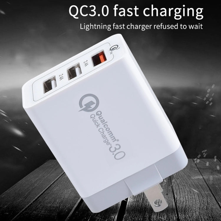 SDC-30W 2-in-1 USB to USB-C / Type-C データケーブル + 30W QC 3.0 USB + 2.4A デュアル USB 2.0 ポート 携帯電話 タブレット PC 用 ユニバーサル急速充電器 トラベルチャージャーセット、米国プラグ、USB-C / Type-C ケーブル付き、米国プラグ
