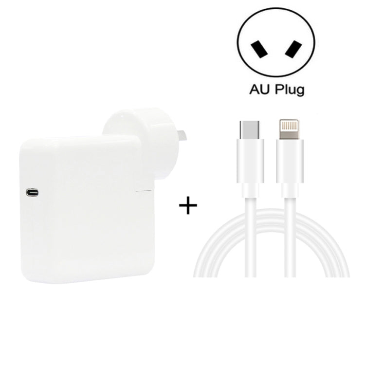 2in1 PD3.0 30W USB-C / Type-C トラベル充電器（着脱式プラグ付き）＋ PD3.0 3A USB-C / Type-C から 8ピン急速充電データケーブルセット、ケーブル長：1m、AUプラグ、1m