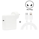 2in1 PD3.0 30W USB-C / Type-C トラベル充電器（着脱式プラグ付き）＋ PD3.0 3A USB-C / Type-C から 8ピン急速充電データケーブルセット、ケーブル長：1m、AUプラグ、1m