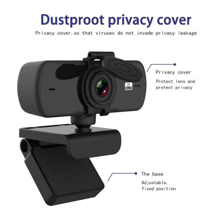 C5 400万画素オートフォーカス2KフルHDウェブカメラ360度回転USBドライバーフリーライブ配信ウェブカメラマイク付き、C5