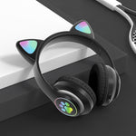 TN-28 3.5mm Bluetooth 5.0 デュアル接続 RGB猫耳ベースステレオノイズキャンセリングヘッドホン TFカード対応 マイク付き