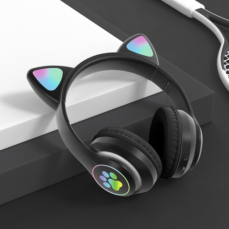 TN-28 3.5mm Bluetooth 5.0 デュアル接続 RGB猫耳ベースステレオノイズキャンセリングヘッドホン TFカード対応 マイク付き