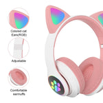 TN-28 3.5mm Bluetooth 5.0 デュアル接続 RGB猫耳ベースステレオノイズキャンセリングヘッドホン TFカード対応 マイク付き