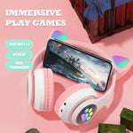 TN-28 3.5mm Bluetooth 5.0 デュアル接続 RGB猫耳ベースステレオノイズキャンセリングヘッドホン TFカード対応 マイク付き