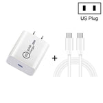 SDC-20W 2-in-1 PD 20W USB-C / Type-C トラベルチャージャー + 3A PD 3.0 USB-C / Type-C to USB-C / Type-C 高速充電データケーブルセット ケーブル長：1m USプラグ EUプラグ UKプラグ