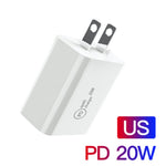 SDC-20W 2-in-1 PD 20W USB-C / Type-C トラベルチャージャー + 3A PD 3.0 USB-C / Type-C to USB-C / Type-C 高速充電データケーブルセット ケーブル長：1m USプラグ EUプラグ UKプラグ