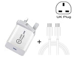 SDC-20W 2-in-1 PD 20W USB-C / Type-C トラベルチャージャー + 3A PD 3.0 USB-C / Type-C to USB-C / Type-C 高速充電データケーブルセット ケーブル長：1m USプラグ EUプラグ UKプラグ