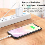 SDC-20W 2イン1 PD 20W USB-C / Type-C トラベルチャージャー + 3A PD3.0 USB-C / Type-C から8ピン高速充電データケーブルセット、ケーブル長さ：1m、USプラグ、EUプラグ、UKプラグ