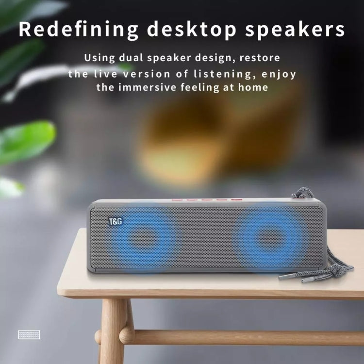 T&G TG271 TWS サブウーファー Bluetoothスピーカー 編みロープ付き、USB/AUX/TFカード/FM対応