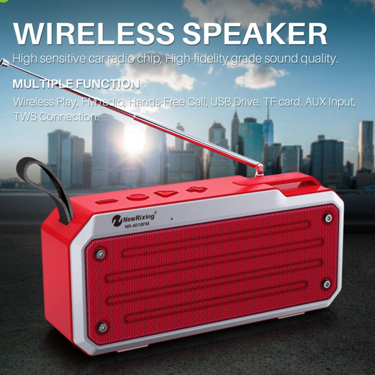 NewRixing NR4018FM TWSポータブルステレオBluetoothスピーカー TFカード/FM/3.5mm AUX/Uディスク/ハンズフリー通話対応