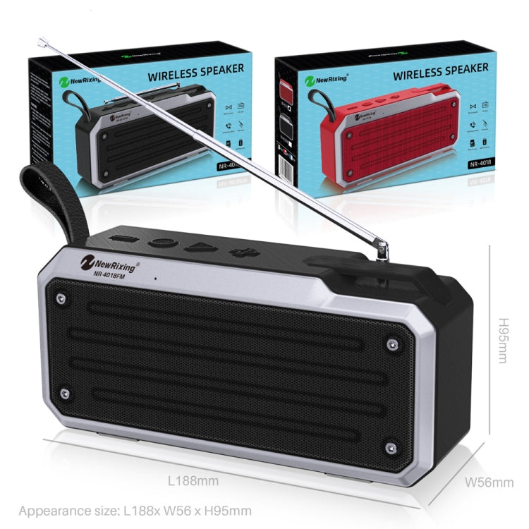 NewRixing NR4018FM TWSポータブルステレオBluetoothスピーカー TFカード/FM/3.5mm AUX/Uディスク/ハンズフリー通話対応