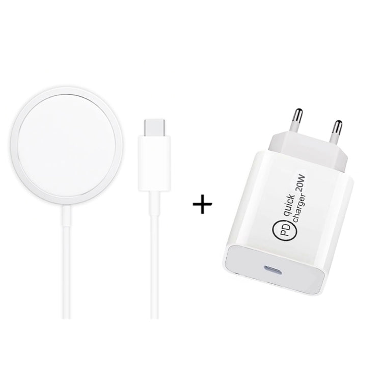 XJ-31 2イン1 15W マグネティックワイヤレス充電器 + PD 20W USB-C / Type-C トラベル充電器セット iPhone 12シリーズ対応、EUプラグ、USプラグ、UKプラグ