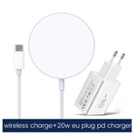 XJ-31 2イン1 15W マグネティックワイヤレス充電器 + PD 20W USB-C / Type-C トラベル充電器セット iPhone 12シリーズ対応、EUプラグ、USプラグ、UKプラグ