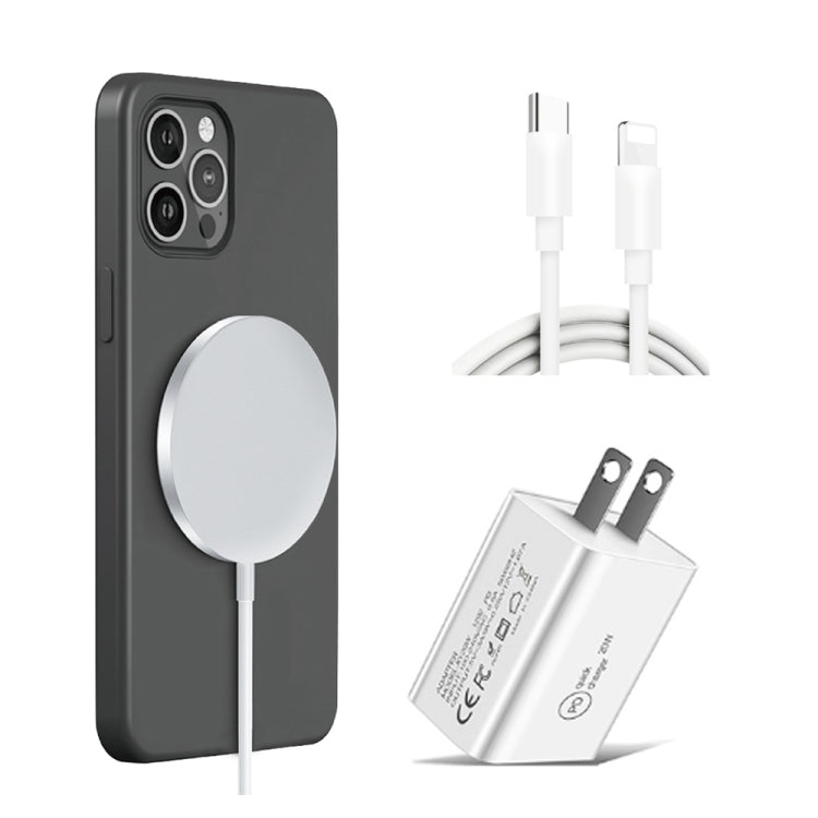 XJ-32 3イン1 15W 磁気吸着ワイヤレス充電 + PD 20W USB-C / Type-C トラベル充電 + USB-C / Type-C から8ピン高速充電ケーブル iPhoneシリーズ用、USプラグ、EUプラグ、UKプラグ