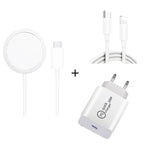 XJ-32 3イン1 15W 磁気吸着ワイヤレス充電 + PD 20W USB-C / Type-C トラベル充電 + USB-C / Type-C から8ピン高速充電ケーブル iPhoneシリーズ用、USプラグ、EUプラグ、UKプラグ