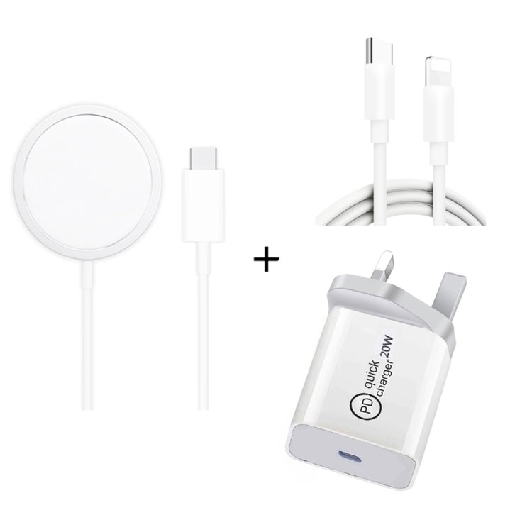 XJ-32 3イン1 15W 磁気吸着ワイヤレス充電 + PD 20W USB-C / Type-C トラベル充電 + USB-C / Type-C から8ピン高速充電ケーブル iPhoneシリーズ用、USプラグ、EUプラグ、UKプラグ