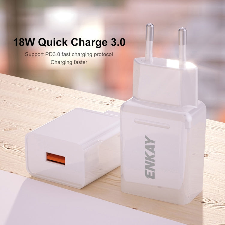 ENKAY Hat-Prince T006-1 18W USB QC 3.0 急速充電トラベル充電器パワーアダプター、EUプラグ