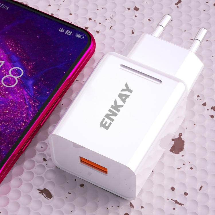 ENKAY Hat-Prince T006-1 18W USB QC 3.0 急速充電トラベル充電器パワーアダプター、EUプラグ