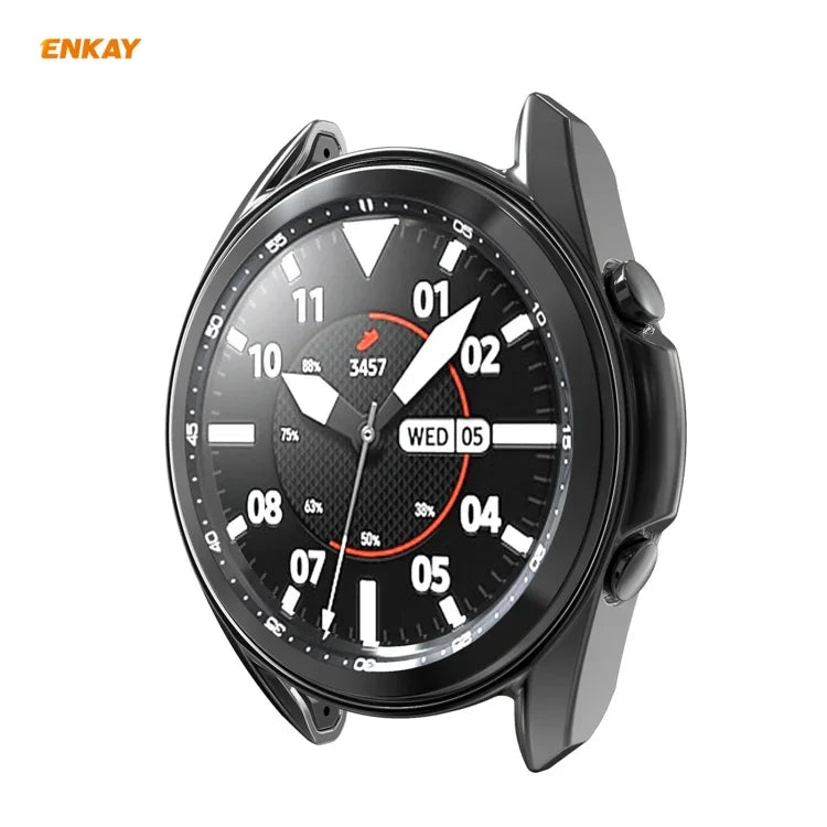 Samsung Galaxy Watch 3 45mm用 2-in-1 ENKAY Hat-Prince 電気メッキソフトTPUケース＋0.2mm 9H 2.15D 曲面エッジ強化ガラスフィルム