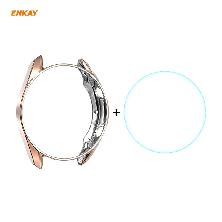 Samsung Galaxy Watch 3 45mm用 2-in-1 ENKAY Hat-Prince 電気メッキソフトTPUケース＋0.2mm 9H 2.15D 曲面エッジ強化ガラスフィルム