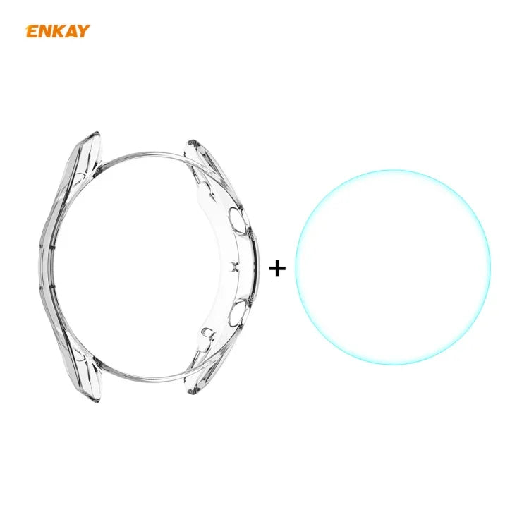 2-in-1 ENKAY Hat-Prince 透明ソフトTPUケース＋0.2mm 9H 2.15D 曲面エッジ強化ガラスフィルム、Samsung Galaxy Watch 3 45mm用
