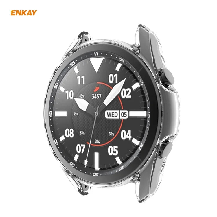 2-in-1 ENKAY Hat-Prince 透明ソフトTPUケース＋0.2mm 9H 2.15D 曲面エッジ強化ガラスフィルム、Samsung Galaxy Watch 3 45mm用