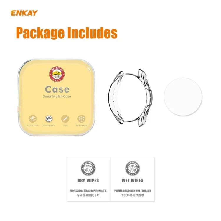 2-in-1 ENKAY Hat-Prince 透明ソフトTPUケース＋0.2mm 9H 2.15D 曲面エッジ強化ガラスフィルム、Samsung Galaxy Watch 3 45mm用