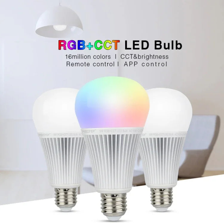 FUT012 E27 9W RGB + CCT LED電球ライト 100V-240V フルカラーリモコンスマート電球 WiFi 2.4Gワイヤレス