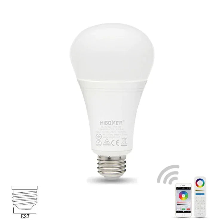 FUT105 12W RGB + CCT LED電球ライト E27 室内ライト 2.4Gリモートスマホアプリ制御 寝室リビングルーム AC100~240V
