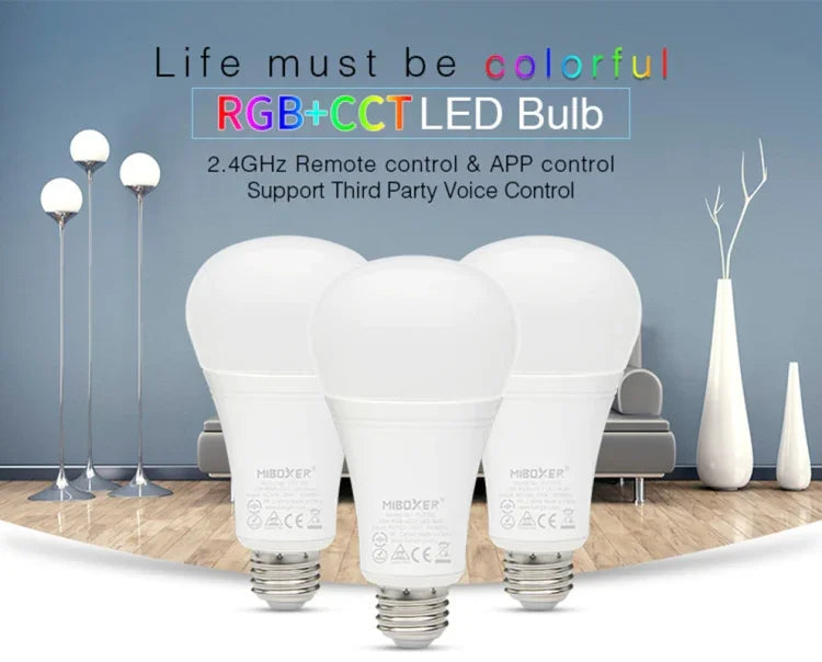 FUT105 12W RGB + CCT LED電球ライト E27 室内ライト 2.4Gリモートスマホアプリ制御 寝室リビングルーム AC100~240V