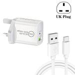 SDC-20WA+C 20W PD 3.0 + QC 3.0 USB デュアル急速充電ユニバーサルトラベルチャージャー、USB to Type-C / USB-C 急速充電データケーブル付き、UKプラグ、USB to Type-C / USB-C（UKプラグ）