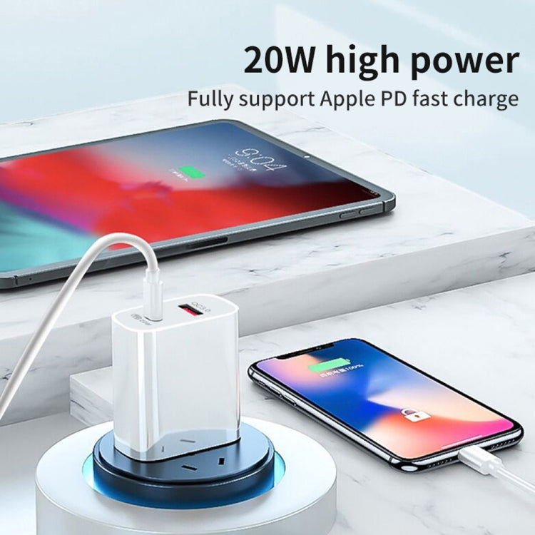 SDC-20WA+C 20W PD 3.0 + QC 3.0 USB デュアル急速充電ユニバーサルトラベルチャージャー、USB to Type-C / USB-C 急速充電データケーブル付き、UKプラグ、USB to Type-C / USB-C（UKプラグ）