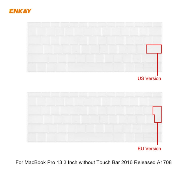 ENKAY 3-in-1 クリスタルラップトップ保護ケース + EU版 TPUキーボードフィルム + 防塵プラグセット MacBook Pro 13.3インチ A1708（Touch Barなし）用