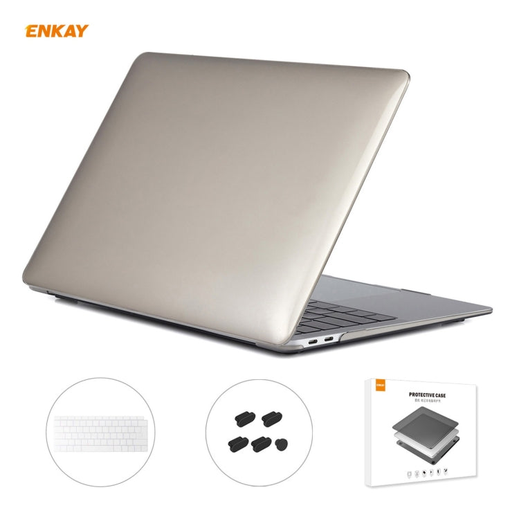 ENKAY 3-in-1 クリスタルラップトップ保護ケース + EU版 TPUキーボードフィルム + 防塵プラグセット MacBook Air 13.3インチ A1932 (2018) 用, MacBook Air 13.3インチ A1932 (2018) 用