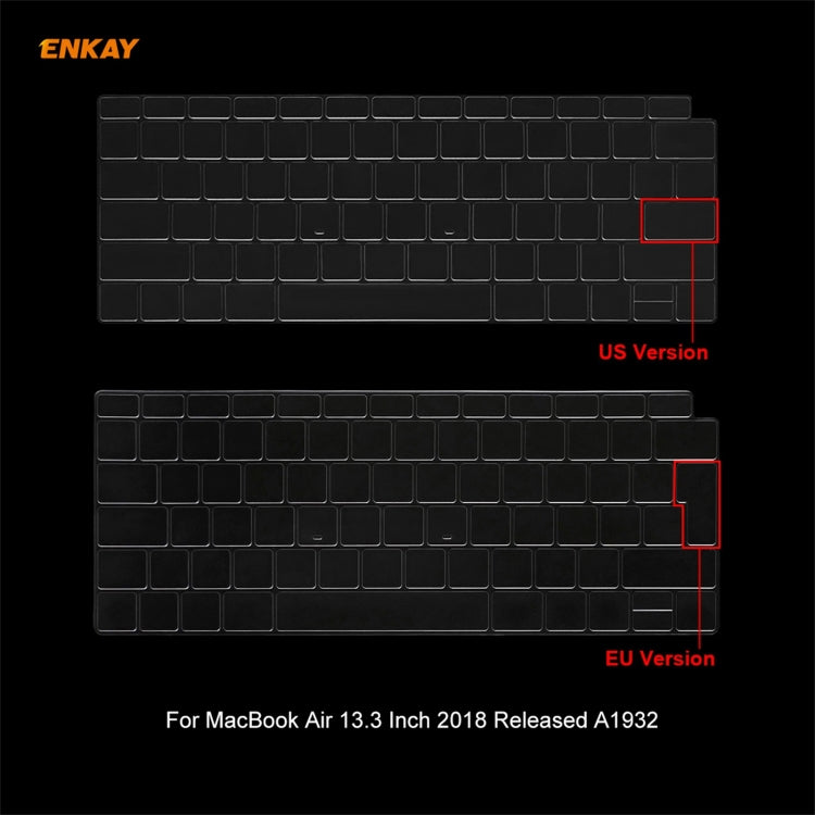 ENKAY 3-in-1 クリスタルラップトップ保護ケース + EU版 TPUキーボードフィルム + 防塵プラグセット MacBook Air 13.3インチ A1932 (2018) 用, MacBook Air 13.3インチ A1932 (2018) 用